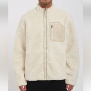 NWT VOLCOM Men’s Muzzer Fuzzar Zip Jacket Sherpa Dirty White Medium